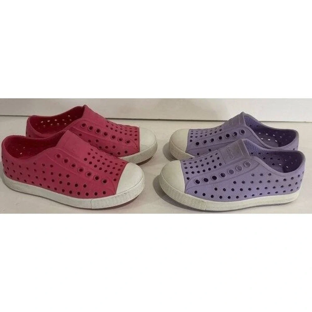Lot of 2 Girls Native Jefferson Slip On Shoes Pink and Purple Size C9